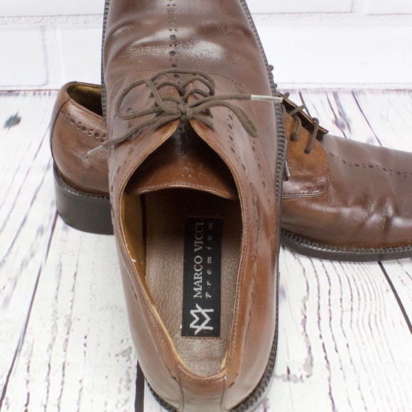 Marco Vicci Zues Brown Leather Dress Shoes Size 10 - Picture 7 of 8